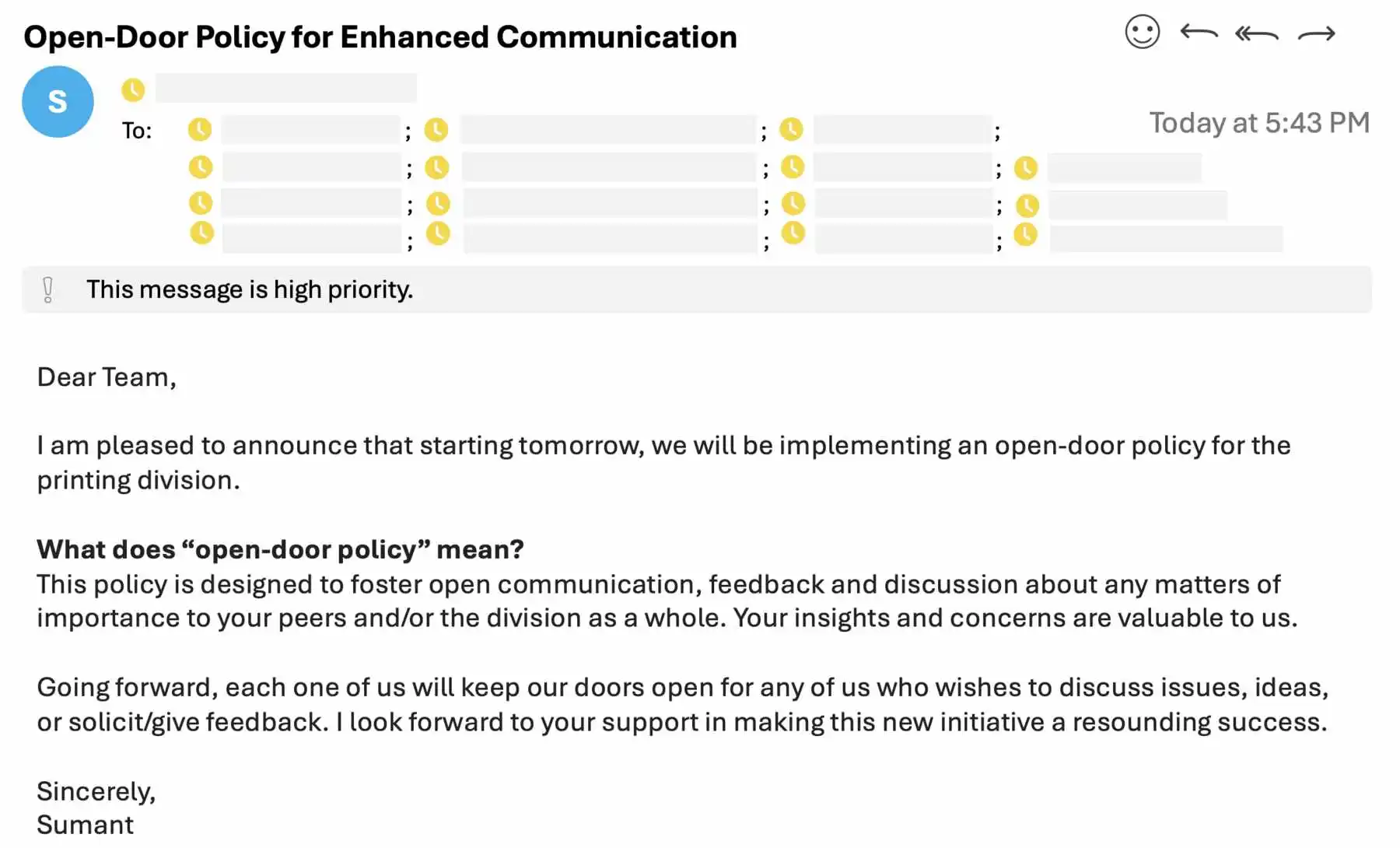 open door policy for enhanced communication