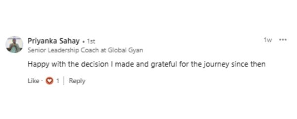LinkedIn testimonial 1